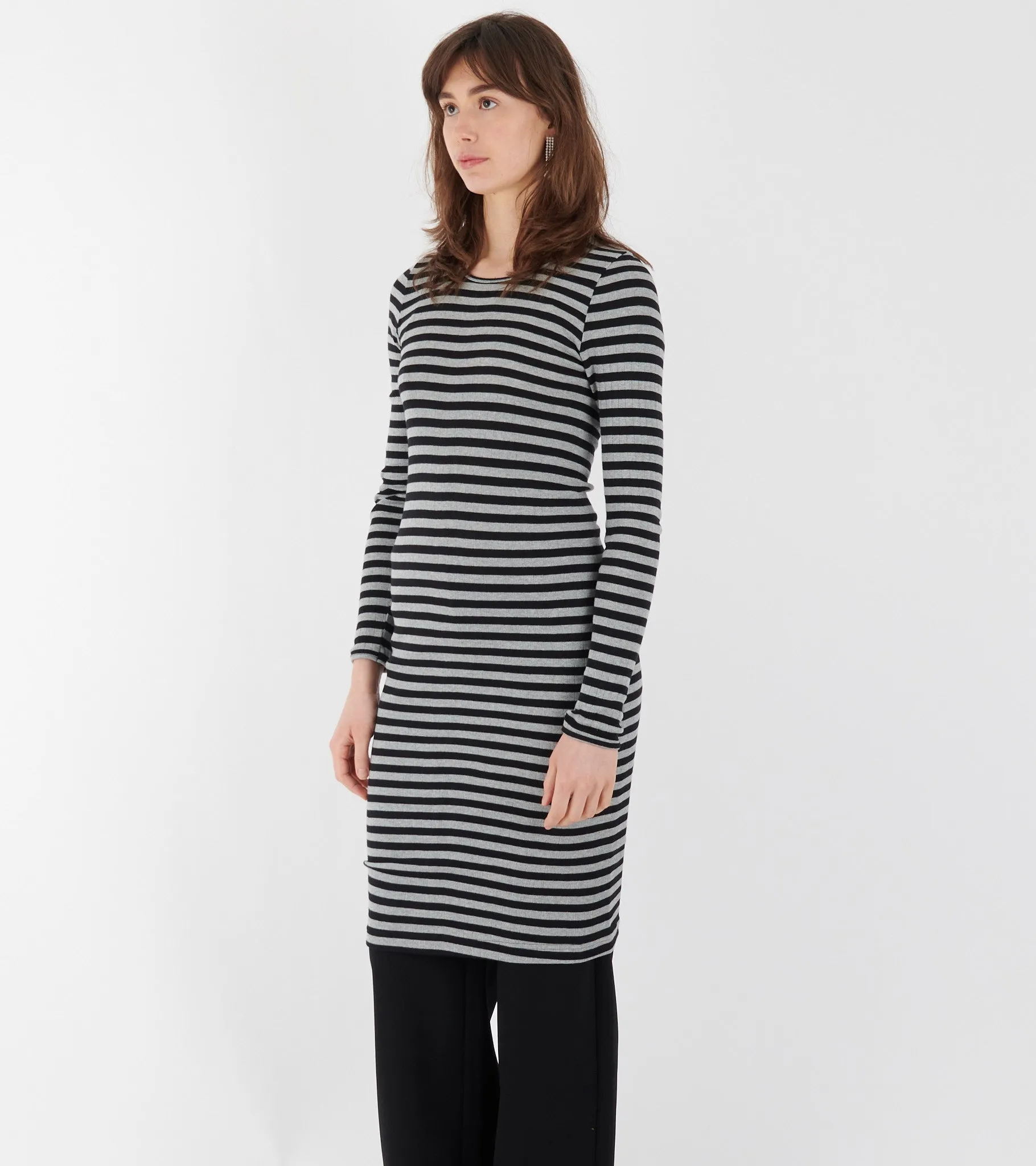 101 John Rib Dress Black/Grey Melange