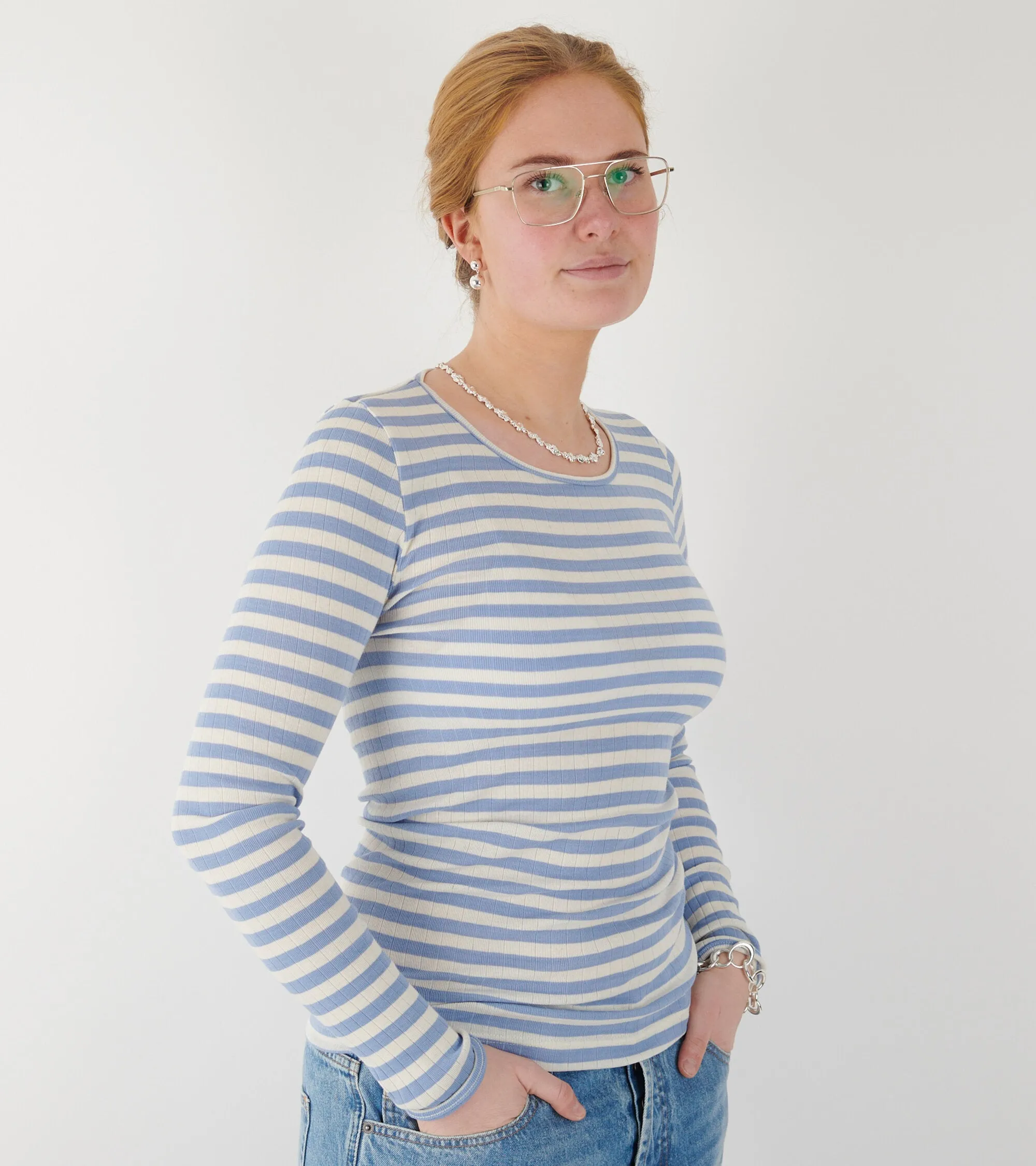 101 Rib Light Blue/Ecru