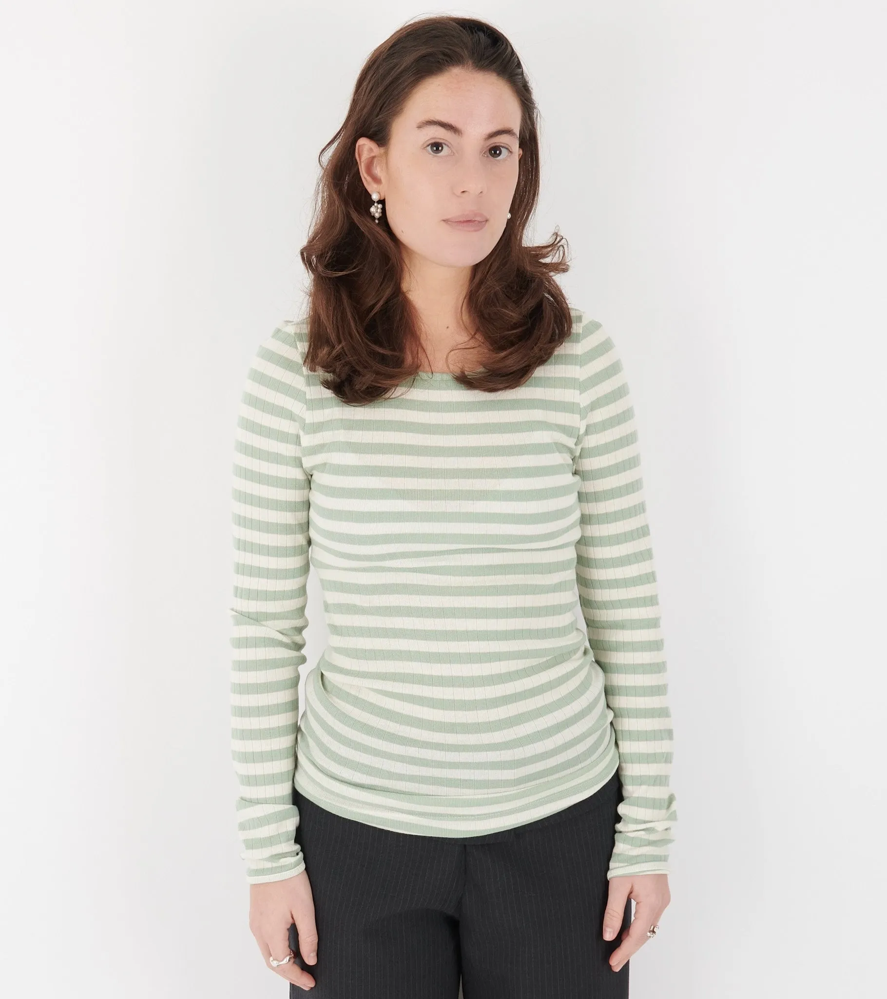 101 Rib Stone Green/Ecru