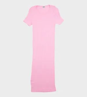 101 Short Sleeve John Rib Dress Bubblegum Pink