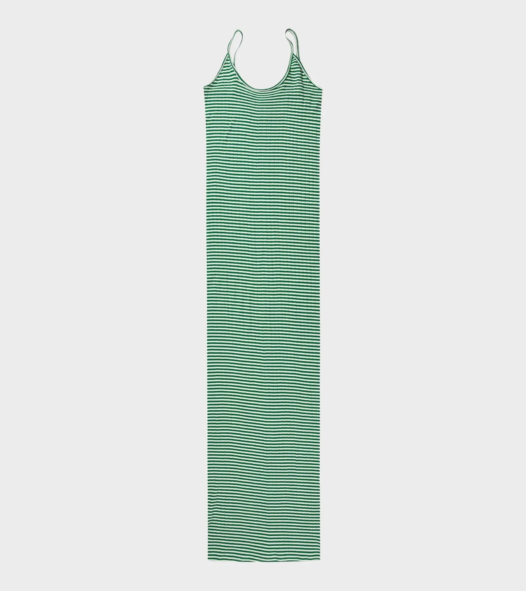 101 Strap Rib Dress Green/Ecru