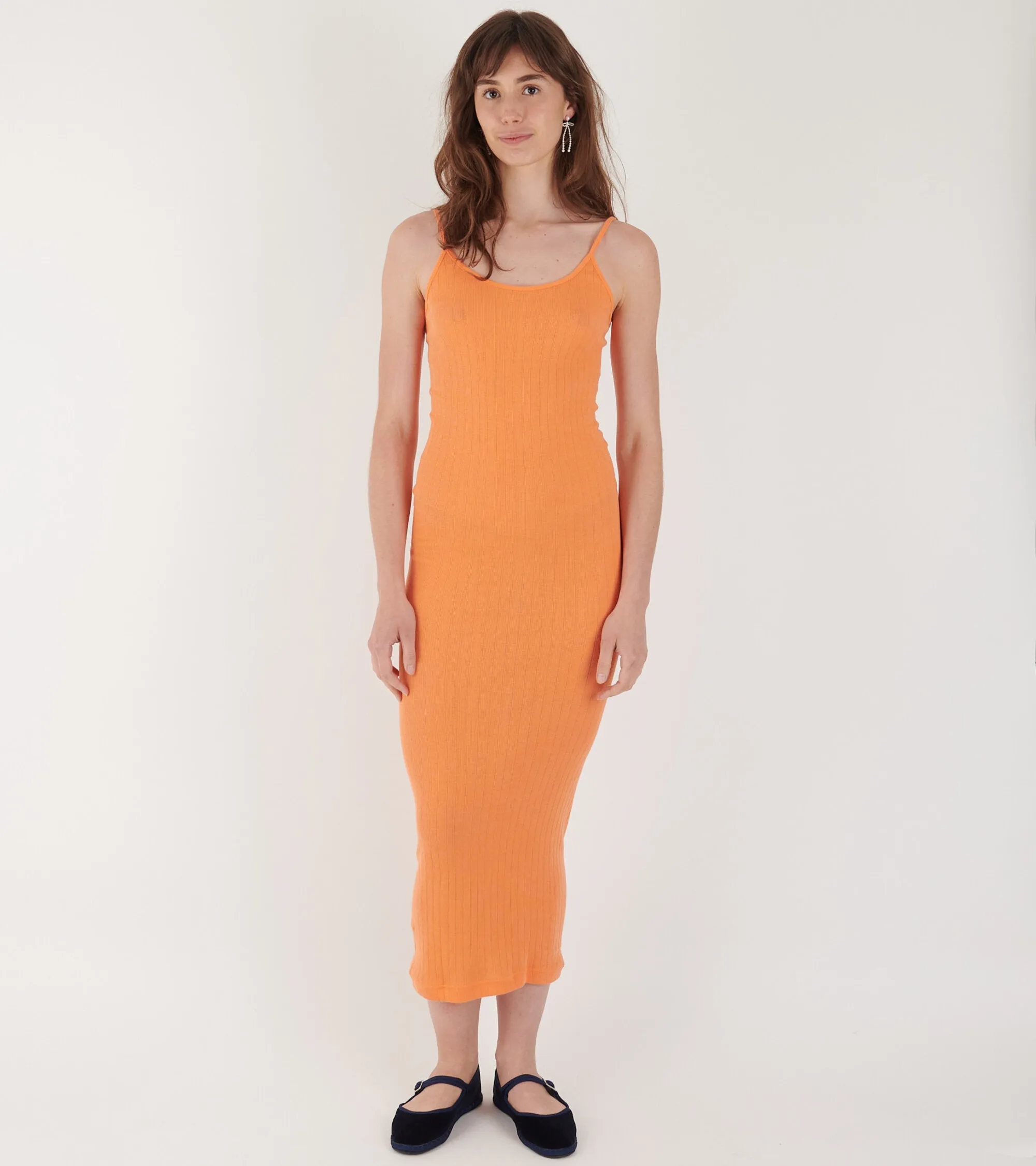 101 Strap Rib Dress Orange