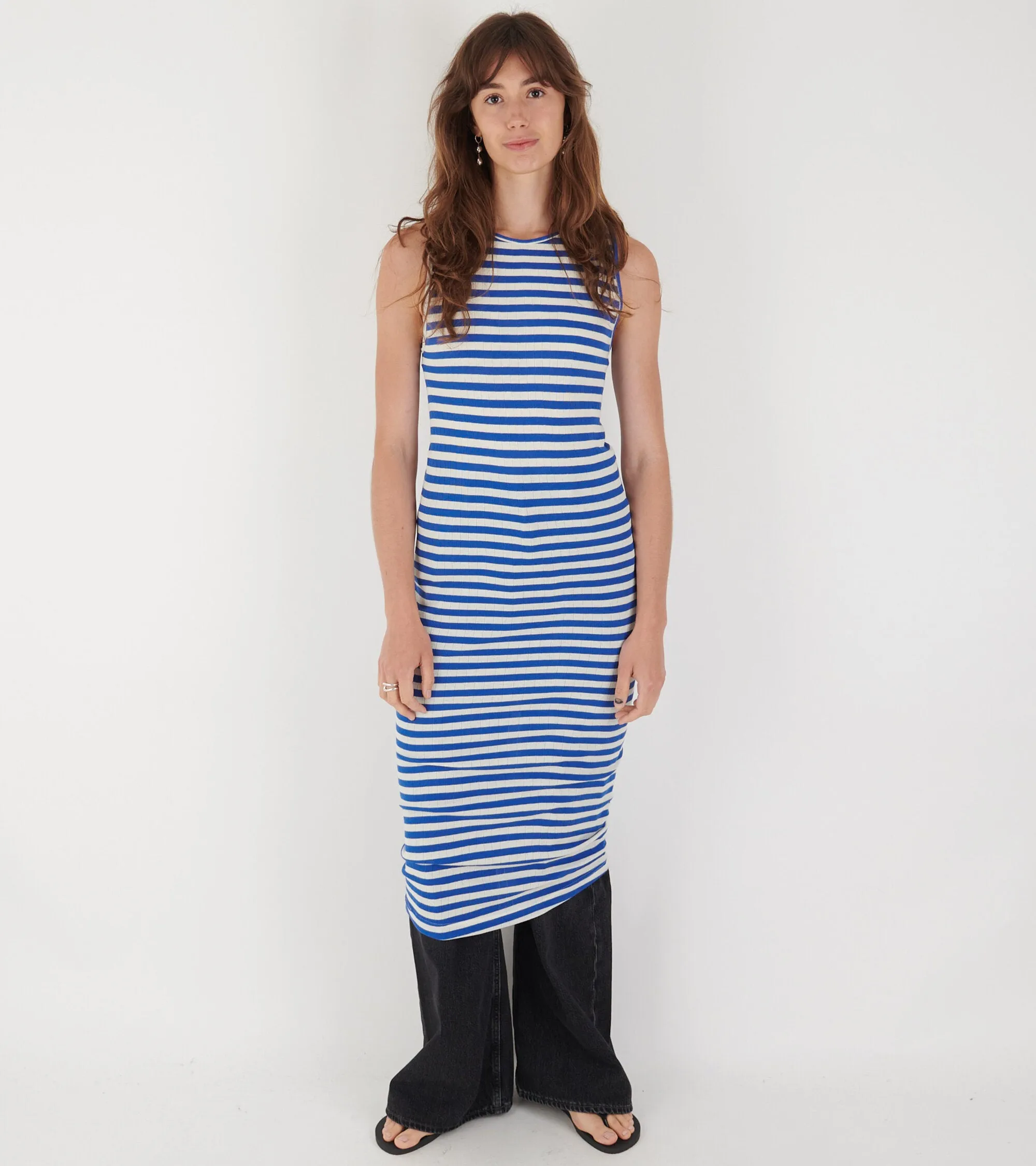 101 Tank Rib Dress Cobalt Blue/Ecru