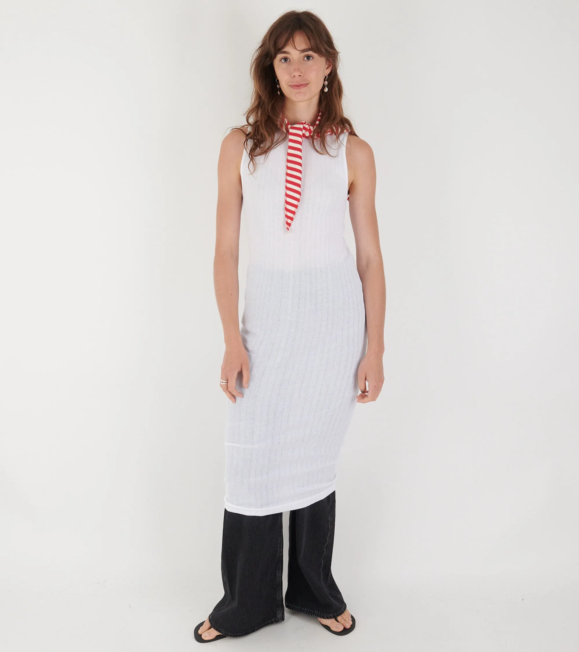 101 Tank Rib Dress White