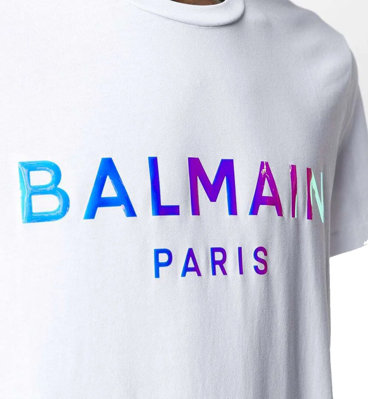 Balmain Gradient Paris Logo T-Shirt (White)