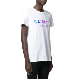 Balmain Gradient Paris Logo T-Shirt (White)