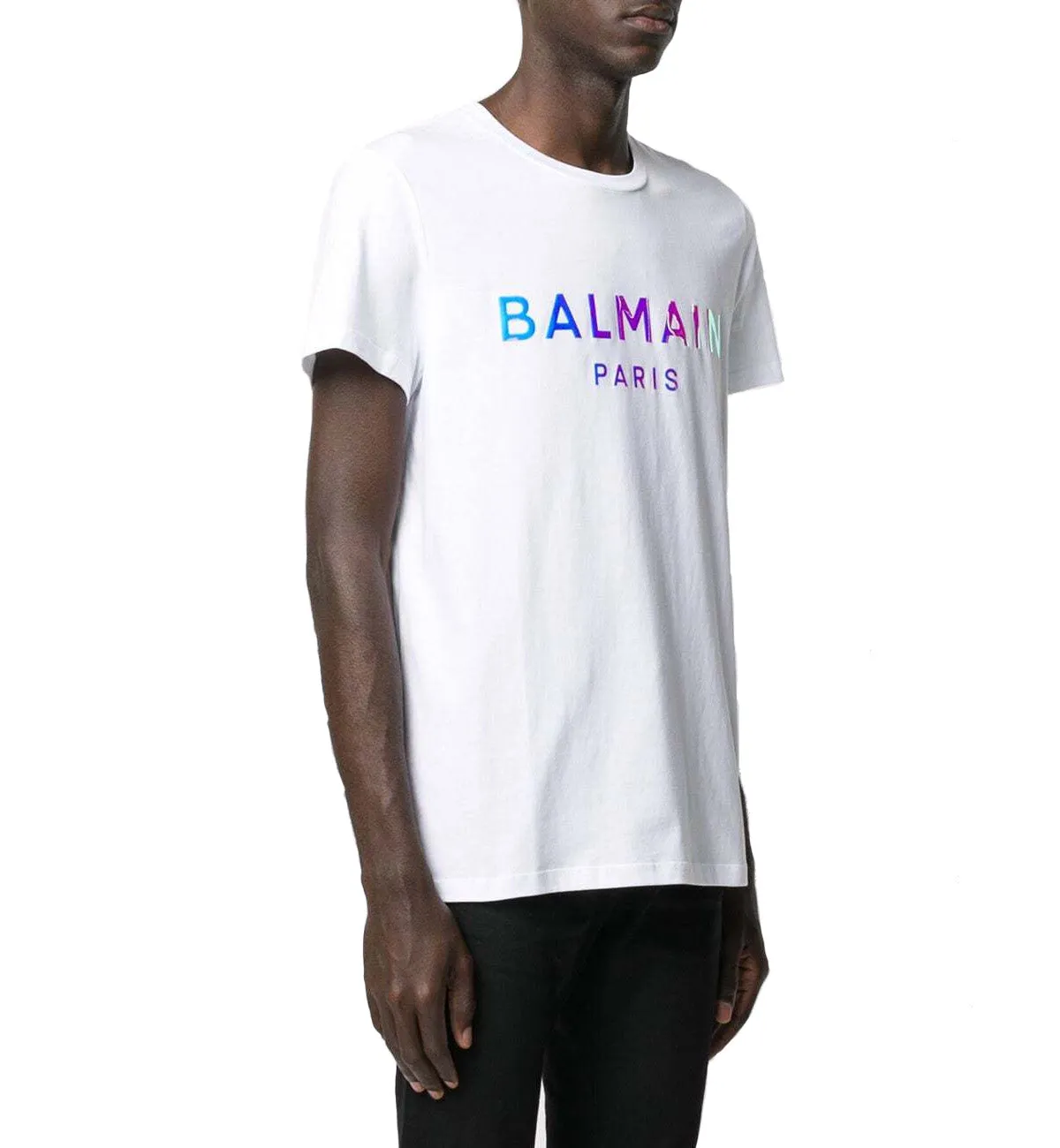 Balmain Gradient Paris Logo T-Shirt (White)