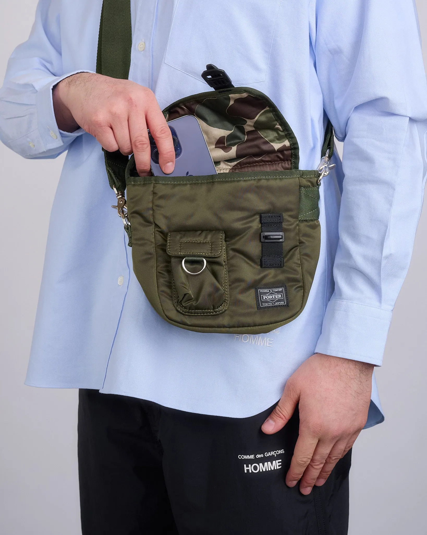 COMME des GARONS HOMME x Porter Keyring Pocket Sidebag Khaki