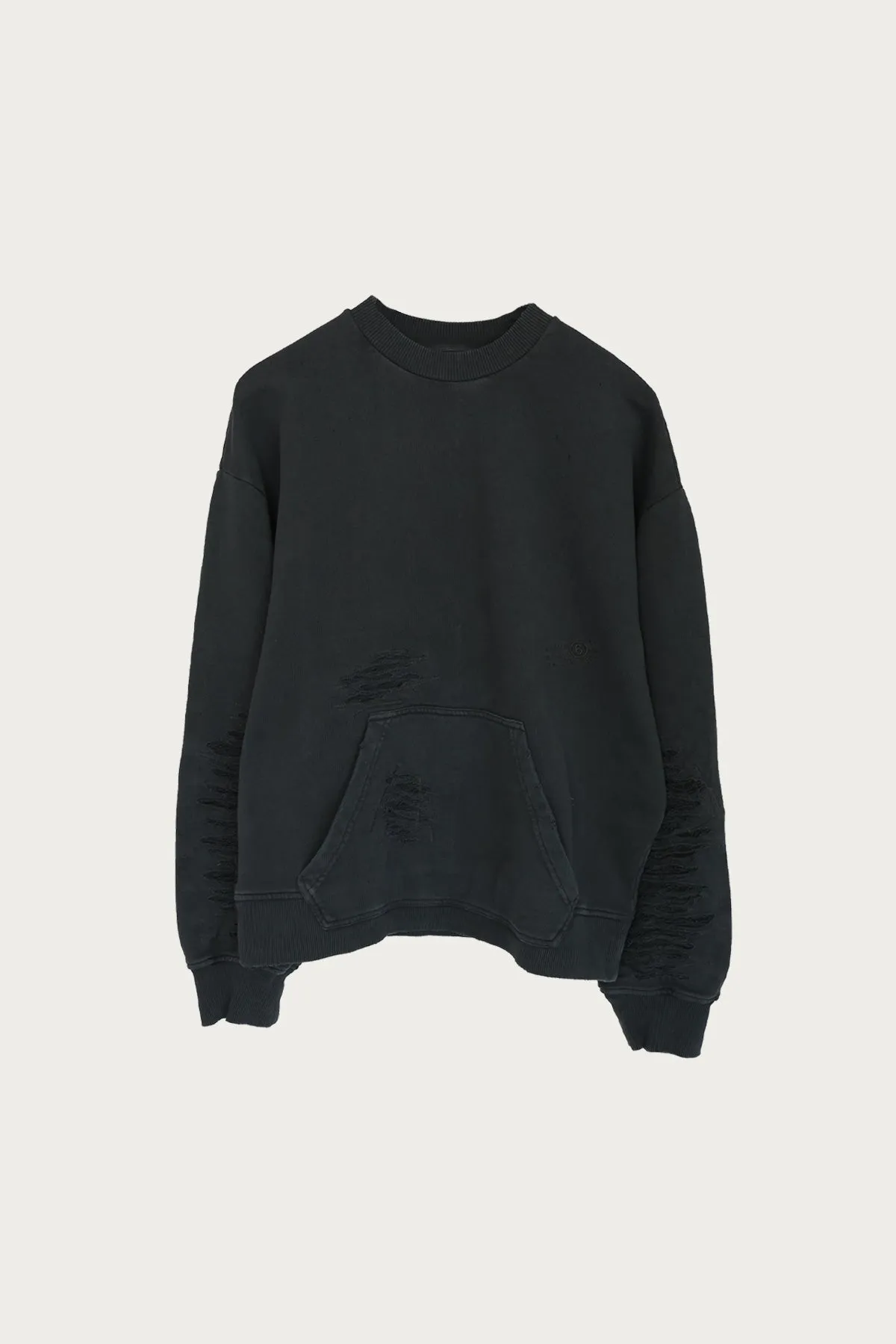 Distressed Numbers Crewneck - Dark Gray