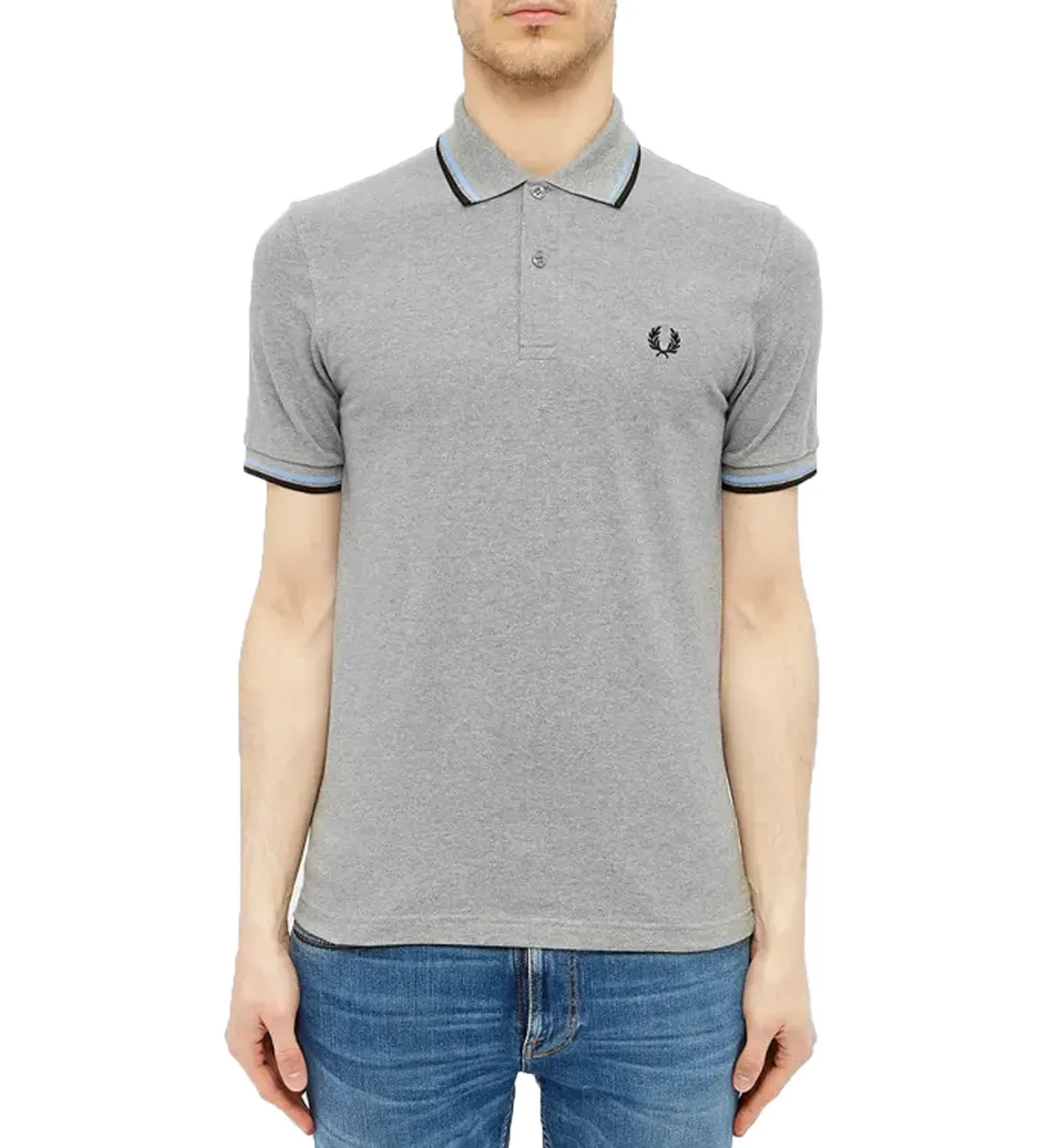 Fred Perry Black Cyan Stripe Grey Polo Shirt