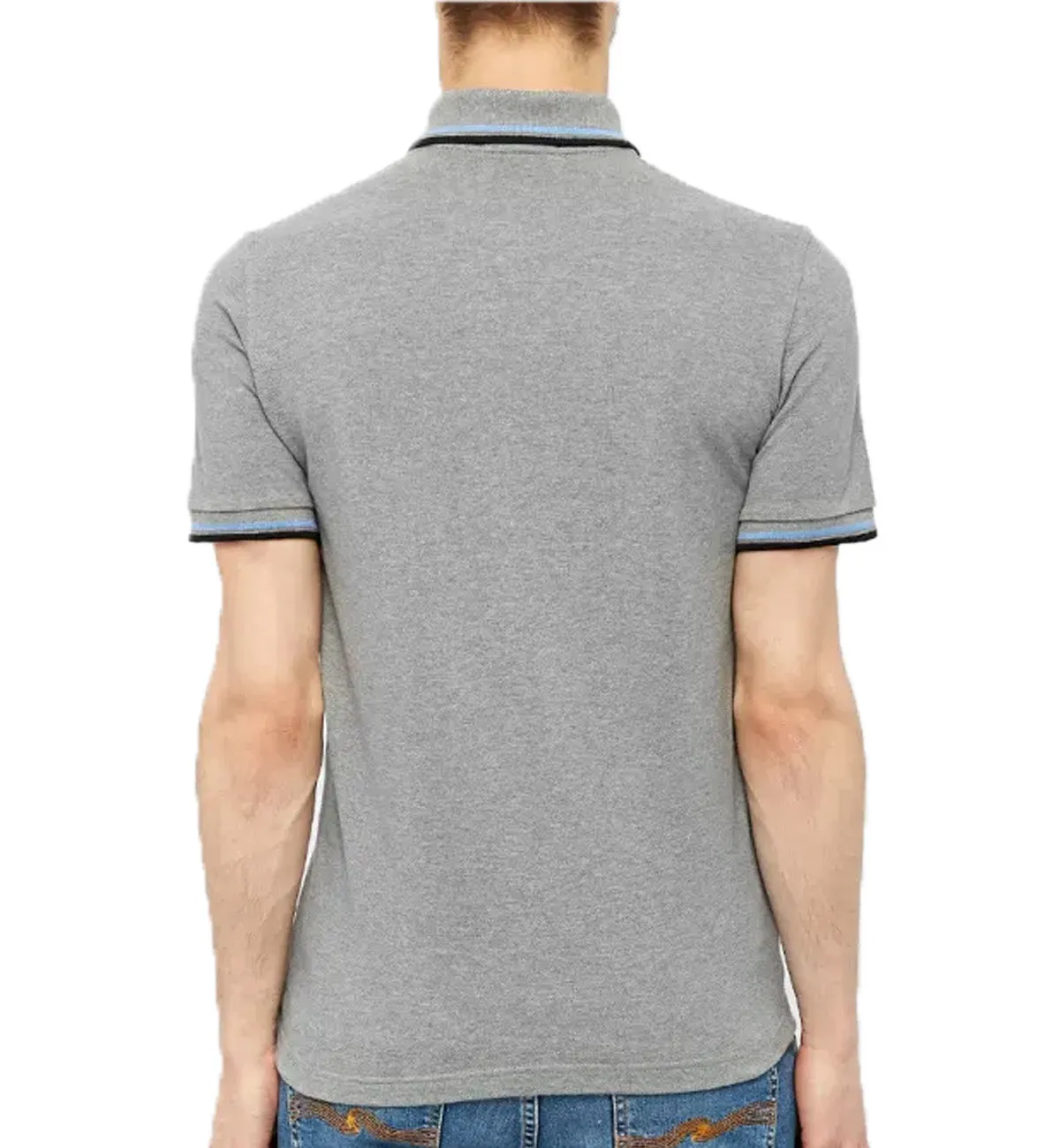 Fred Perry Black Cyan Stripe Grey Polo Shirt