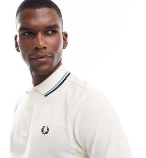 Fred Perry Black Cyan Stripe Polo White Shirt