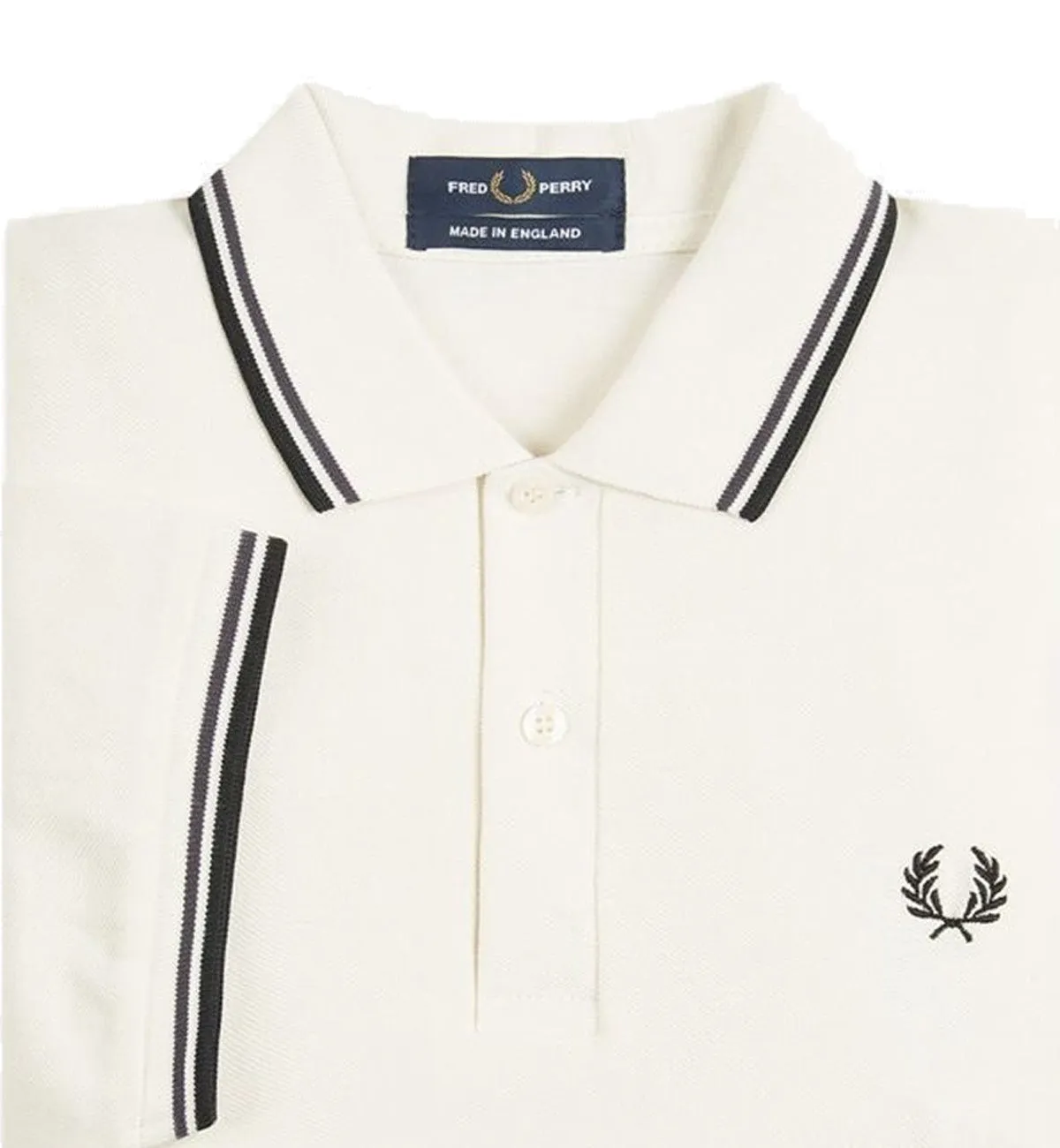 Fred Perry Black Grey Stripe White Polo Shirt