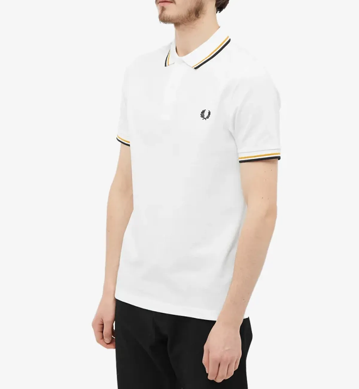 Fred Perry Black Khaki Stripe Beige Polo Shirt