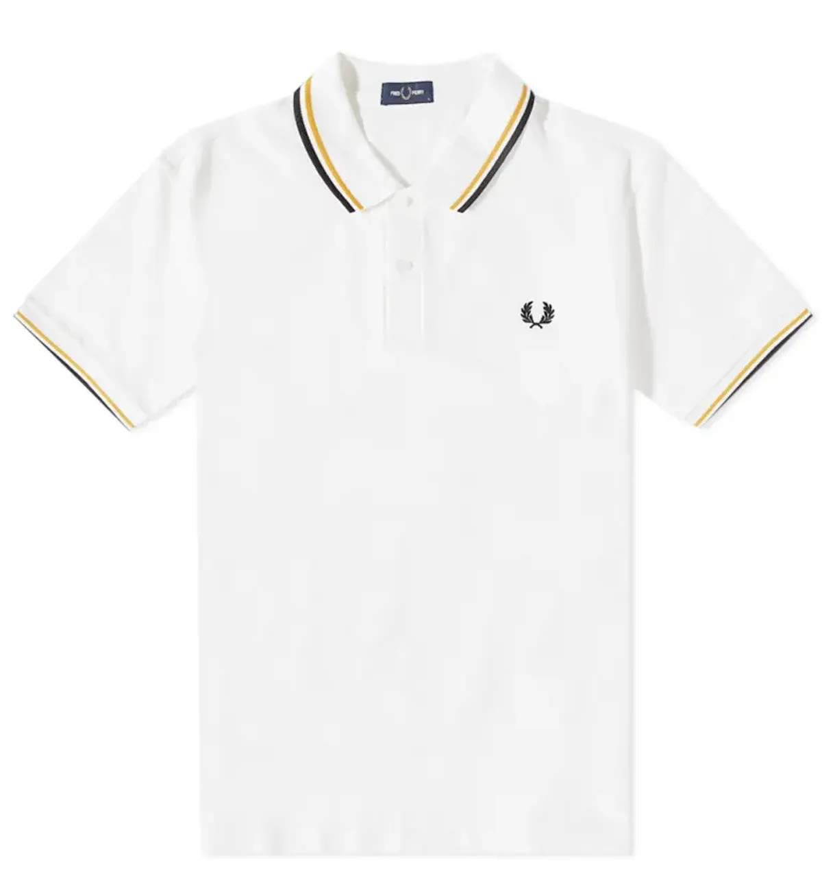 Fred Perry Black Khaki Stripe Beige Polo Shirt