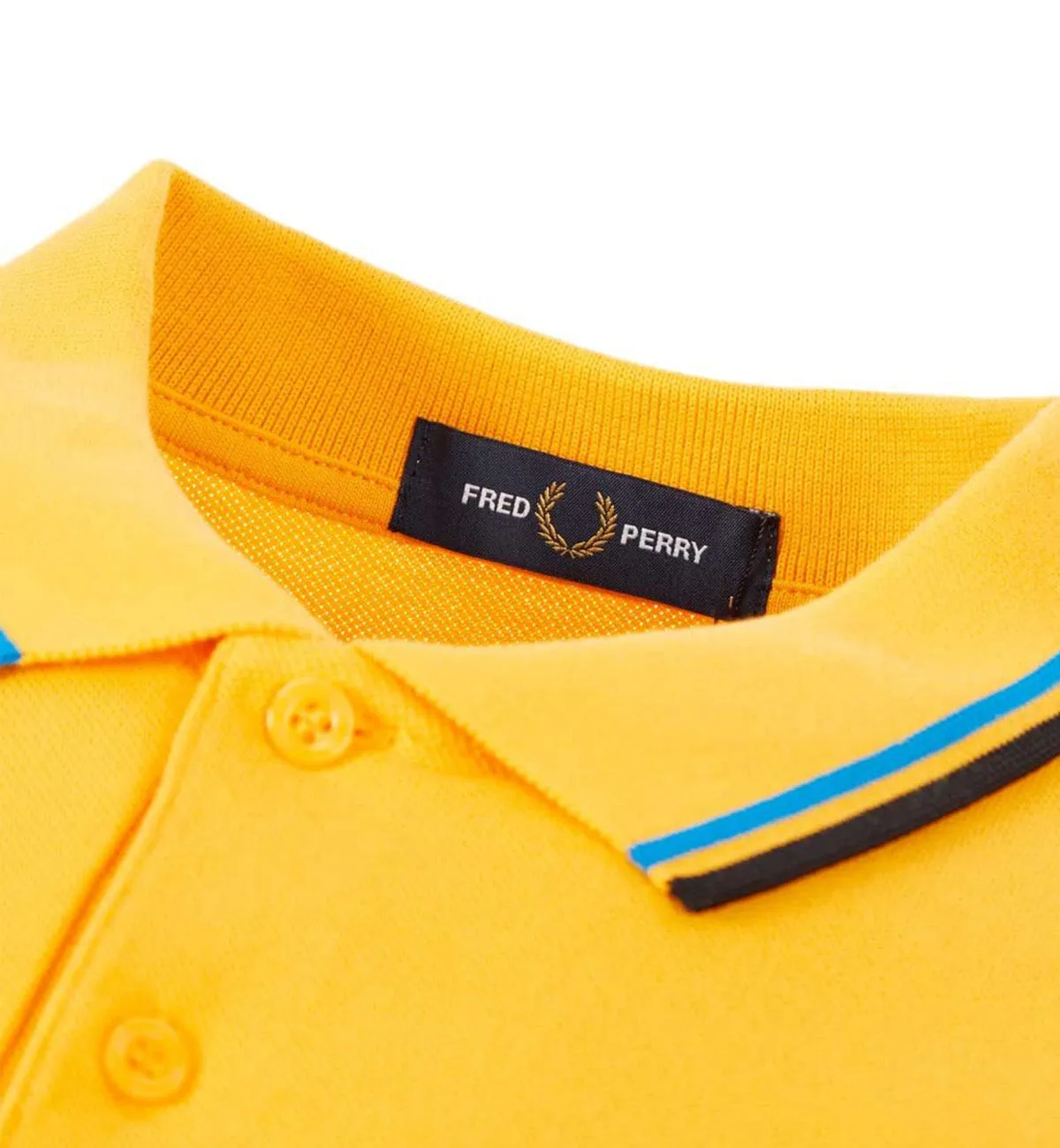 Fred Perry Black Sky Blue Stripe Modern Yellow Polo Shirt