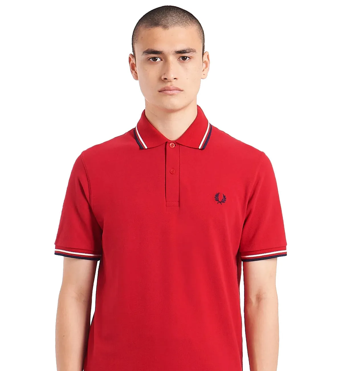 Fred Perry Black White Stripe Red Polo Shirt