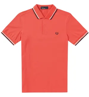 Fred Perry Black White Stripe Tropical Red Polo Shirt