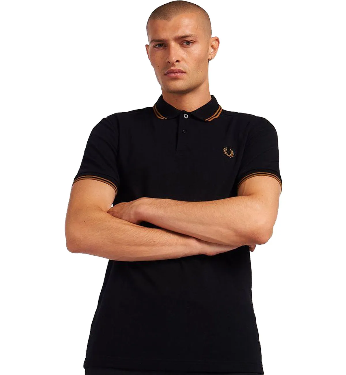 Fred Perry Bronze Double Stripe Black Polo Shirt