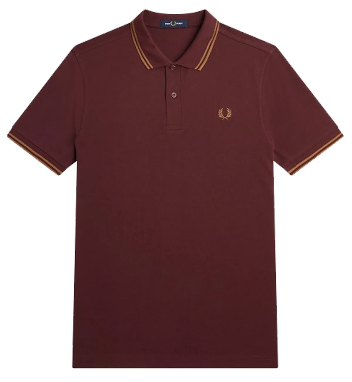 Fred Perry Bronze Double Stripe Oxblood Polo Shirt