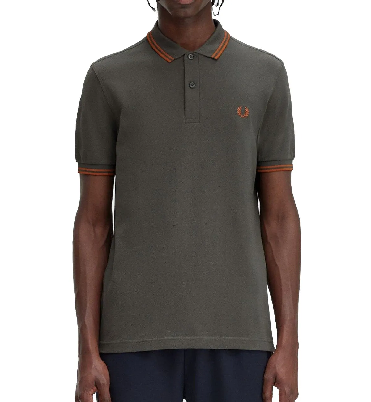 Fred Perry Bronze Double Stripe Polo Grey Shirt