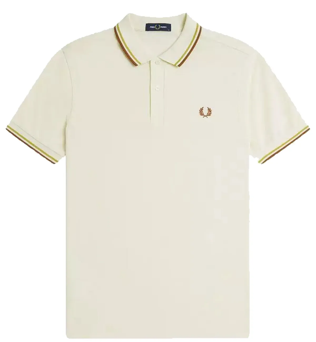 Fred Perry Bronze Yellow Stripe Polo Cream Shirt