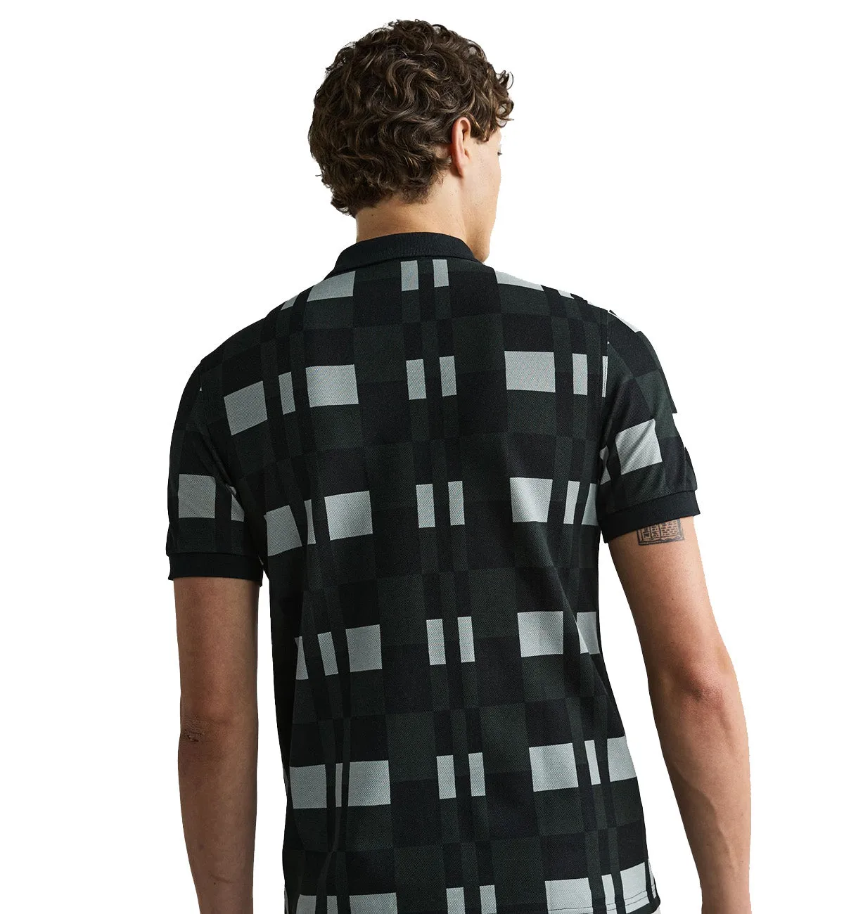 Fred Perry Chequerboard Print Black Polo Shirt