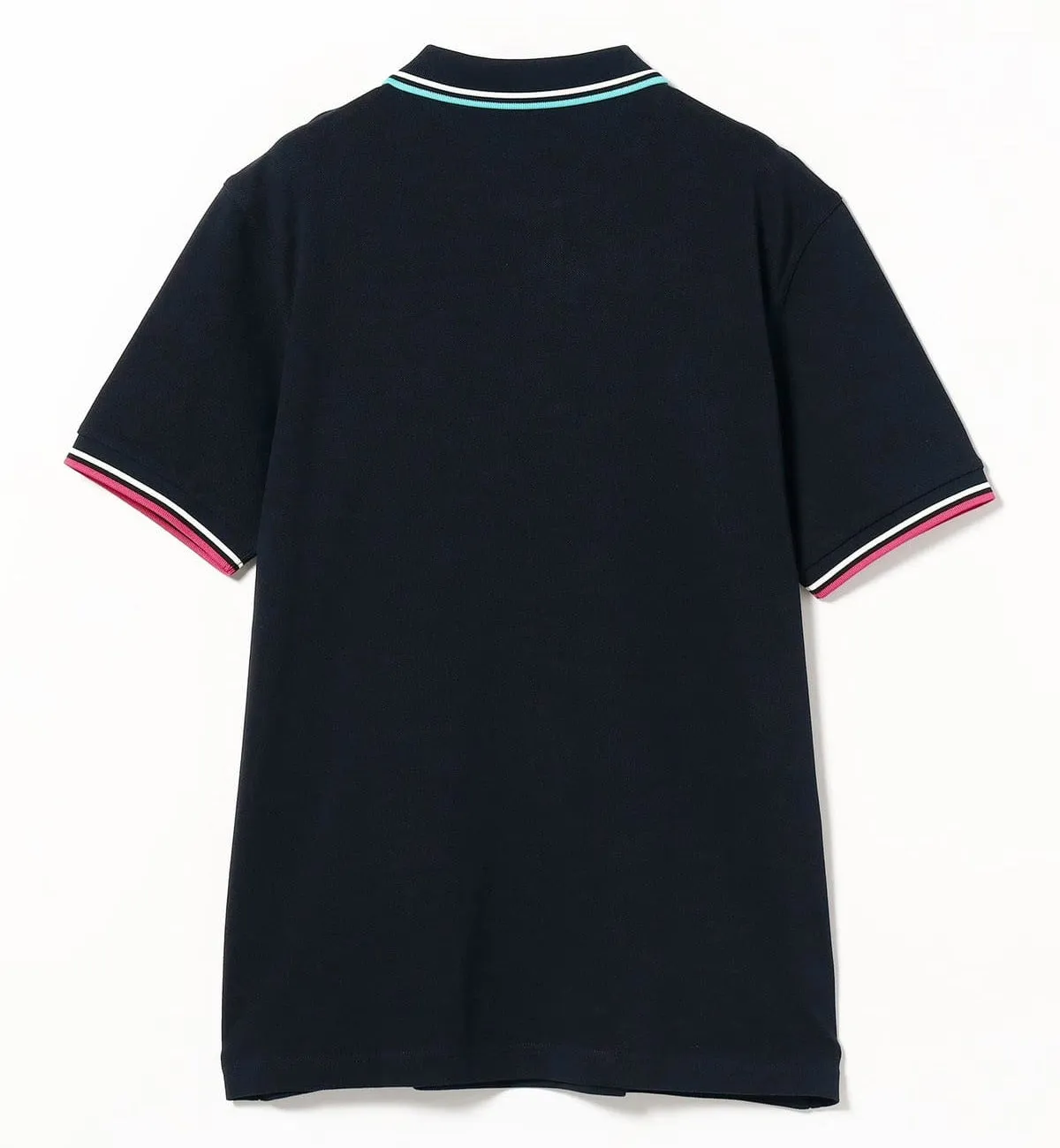 Fred Perry Cyan Pink Mix Stripe Polo Black Shirt