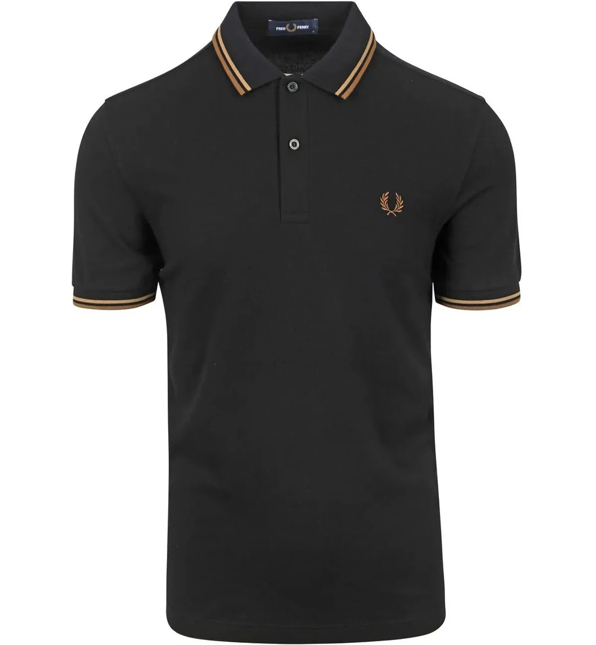 Fred Perry Dark Beige Stripe Black Polo Shirt