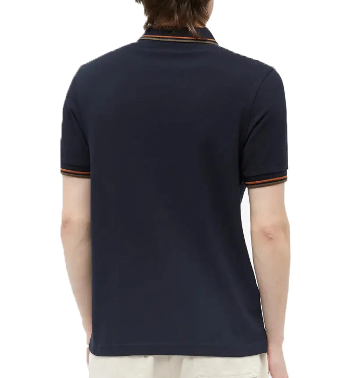 Fred Perry Dark Green Orange Stripe Navy Polo Shirt