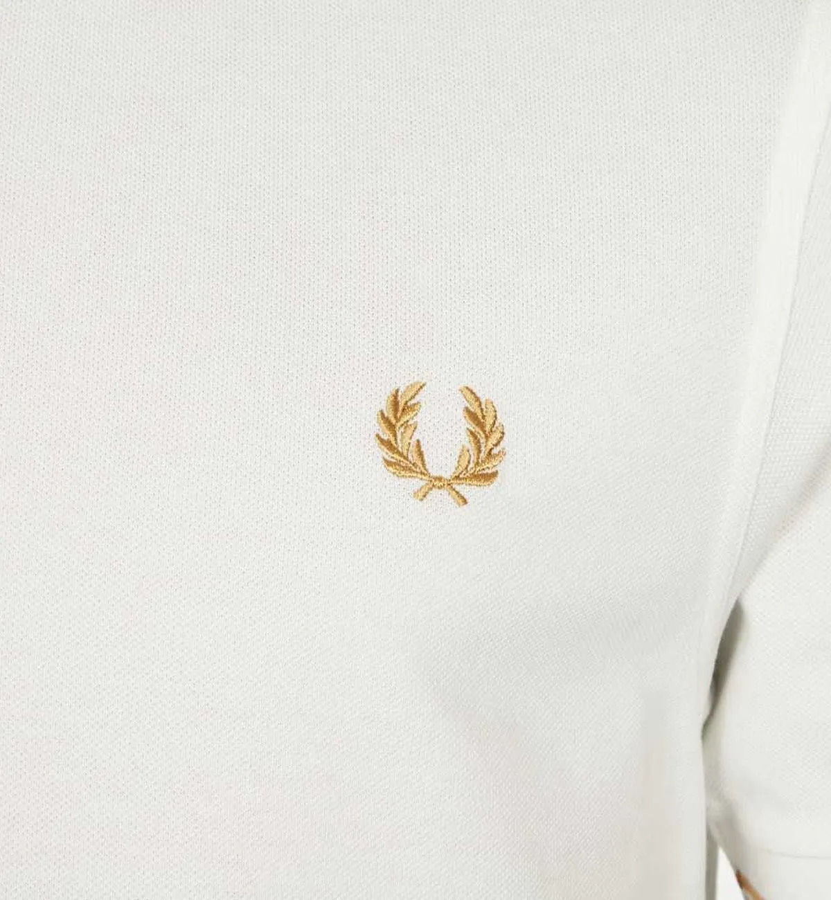 Fred Perry Gold Double Stripe White Polo Shirt