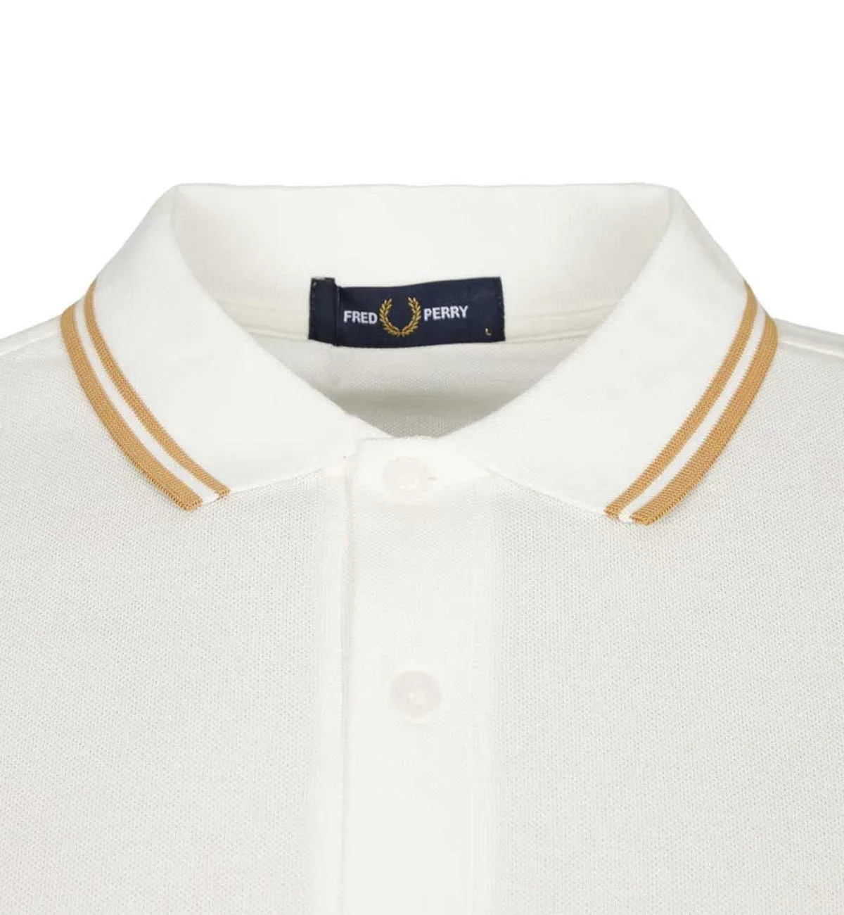 Fred Perry Gold Double Stripe White Polo Shirt