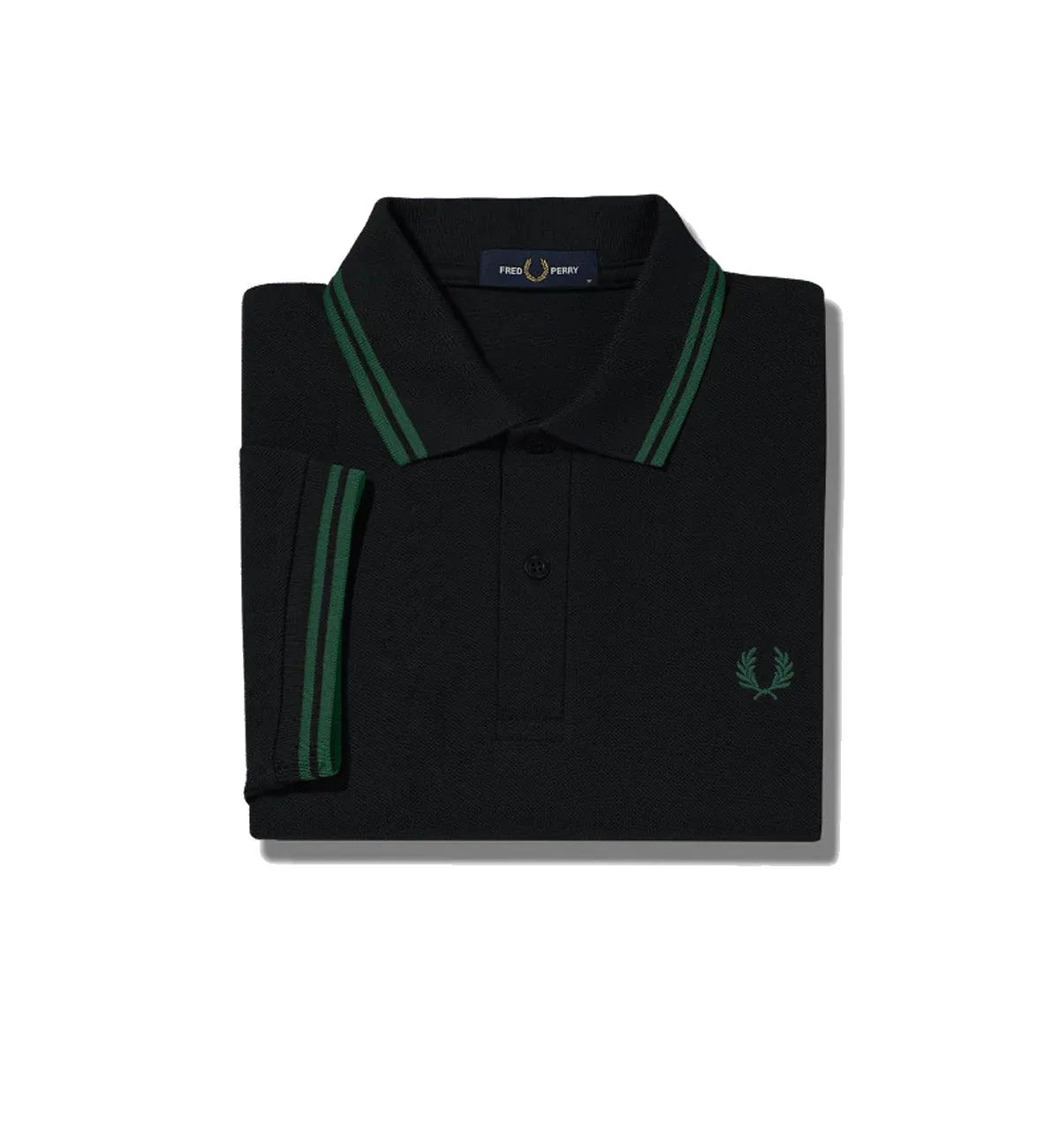 Fred Perry Green Double Stripe Black Polo Shirt