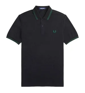 Fred Perry Green Double Stripe Black Polo Shirt