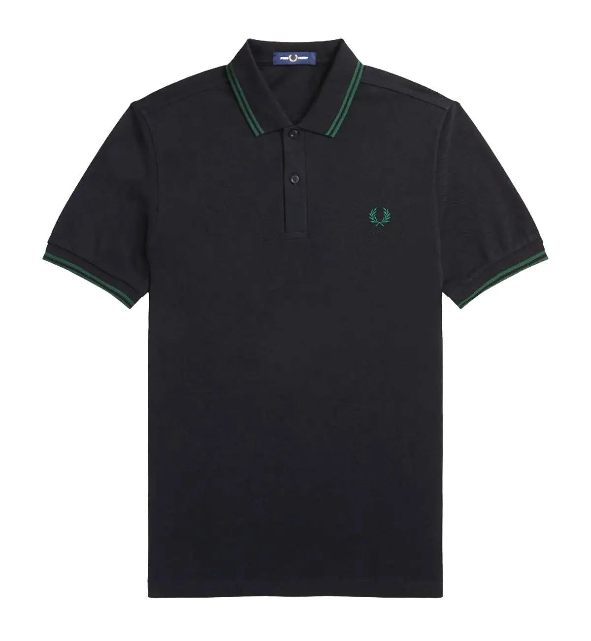 Fred Perry Green Double Stripe Black Polo Shirt