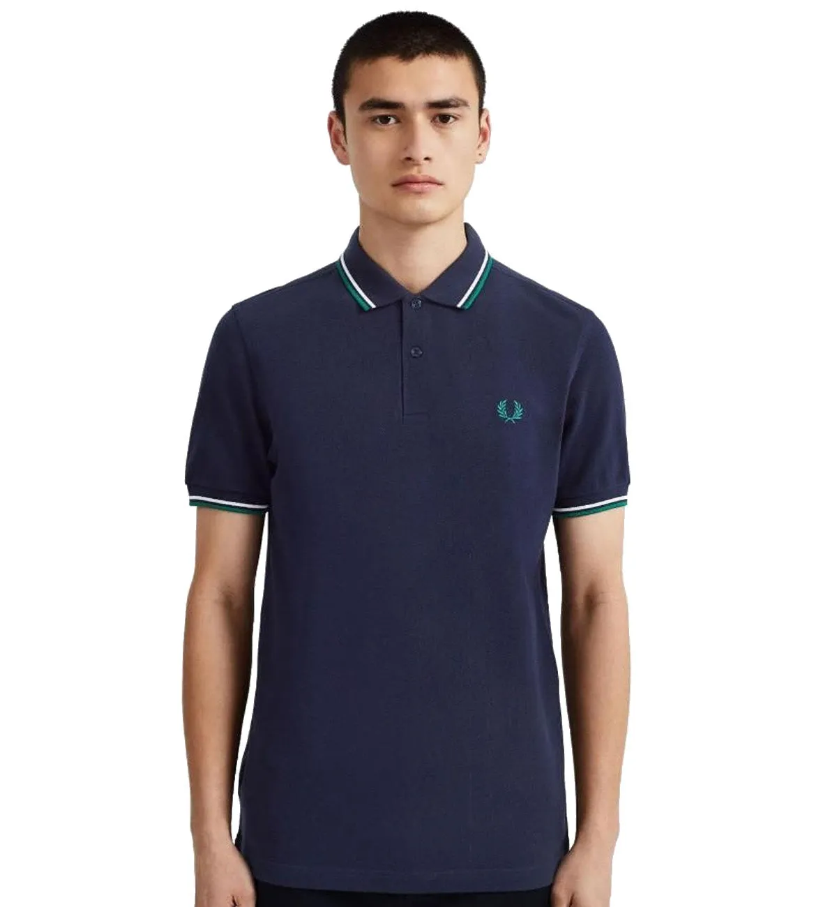 Fred Perry Green White Stripe Navy Polo Shirt