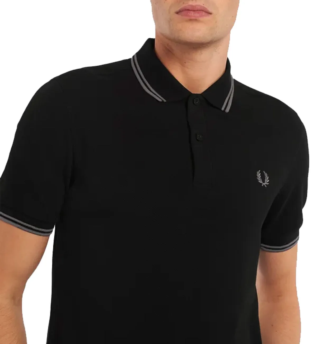 Fred Perry Grey Twin Tipped Black Polo Shirt