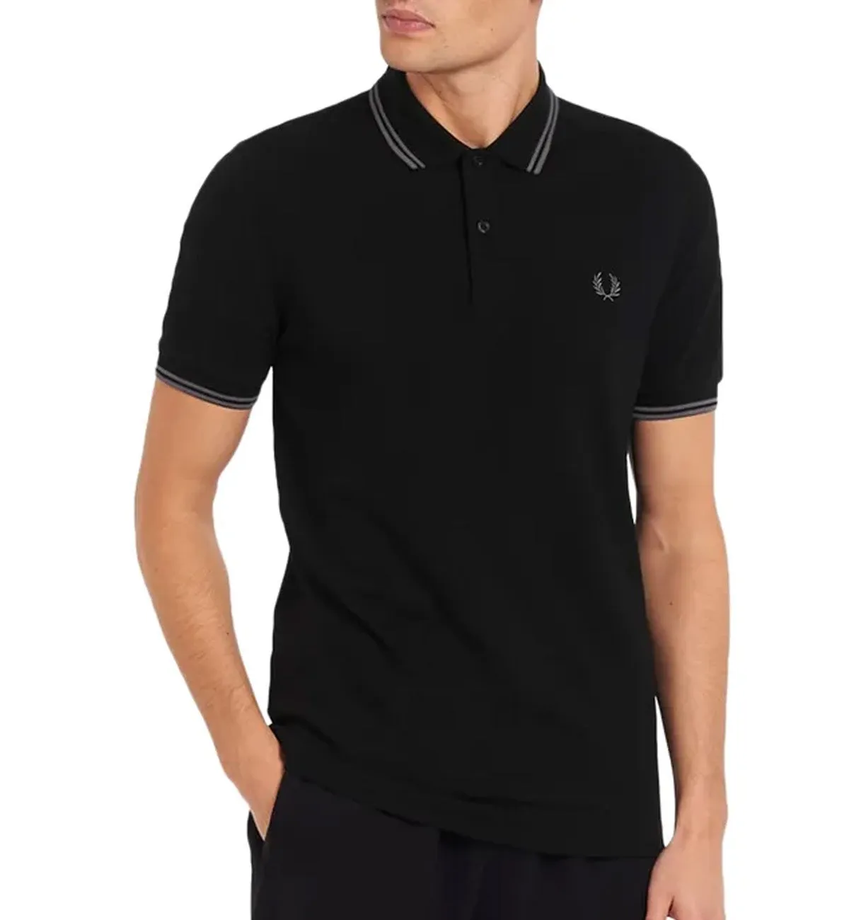 Fred Perry Grey Twin Tipped Black Polo Shirt
