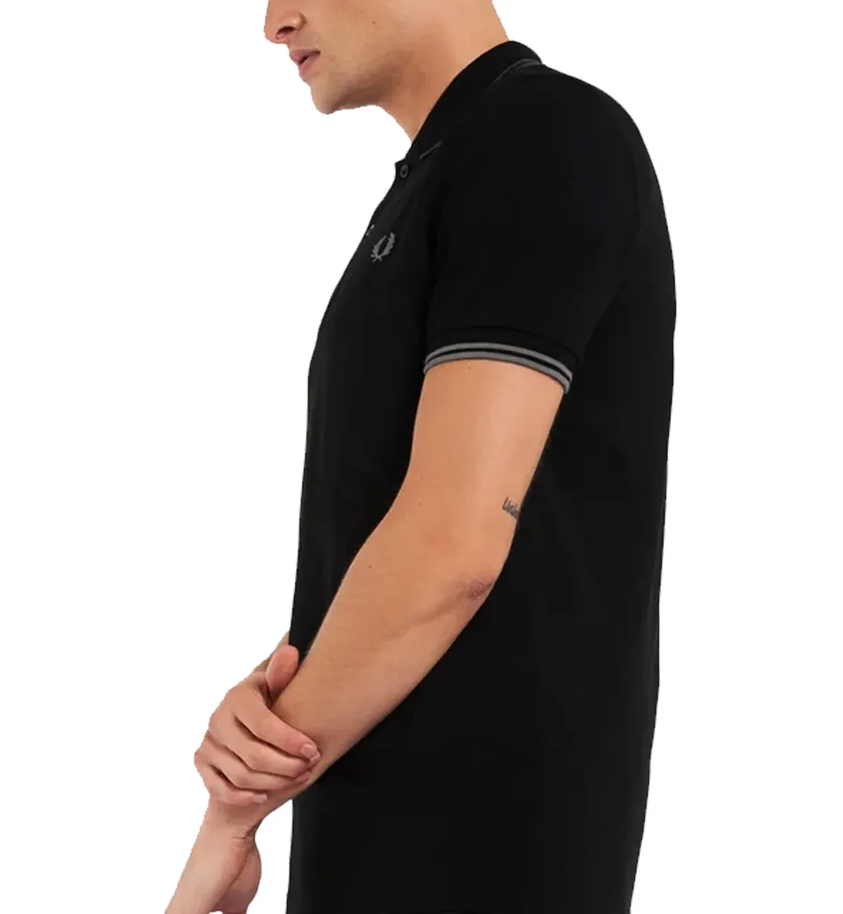 Fred Perry Grey Twin Tipped Black Polo Shirt