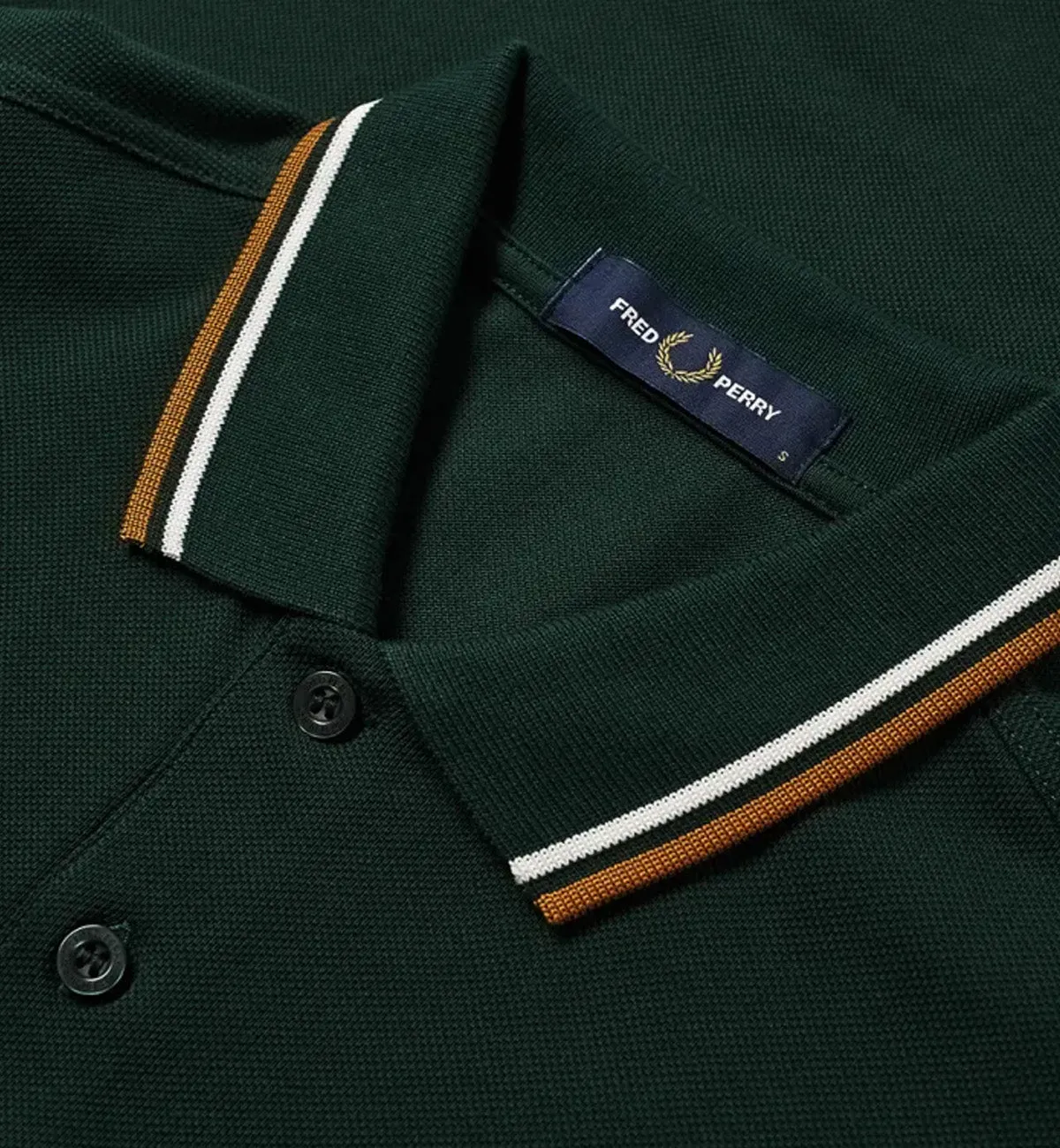 Fred Perry Khaki White Stripe Evergreen Polo Shirt