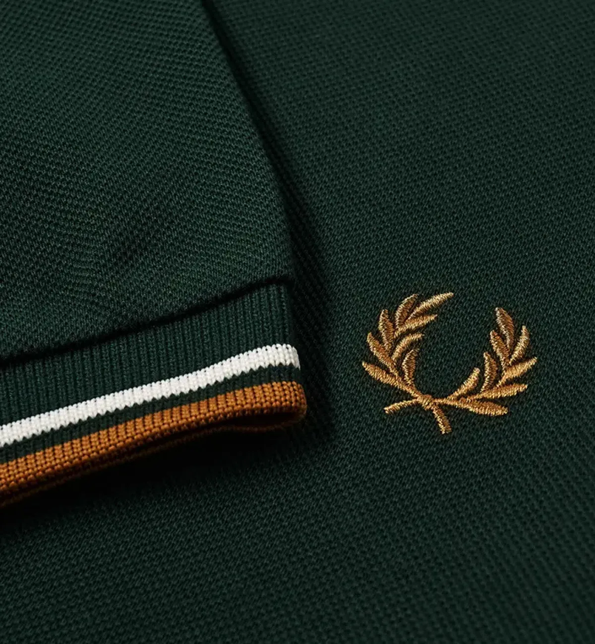 Fred Perry Khaki White Stripe Evergreen Polo Shirt