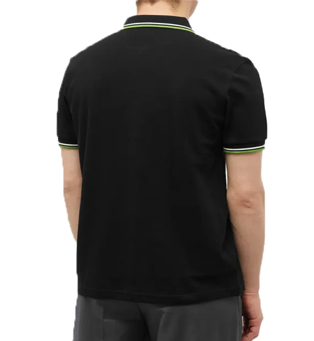 Fred Perry Lime White Stripe Polo Black Shirt