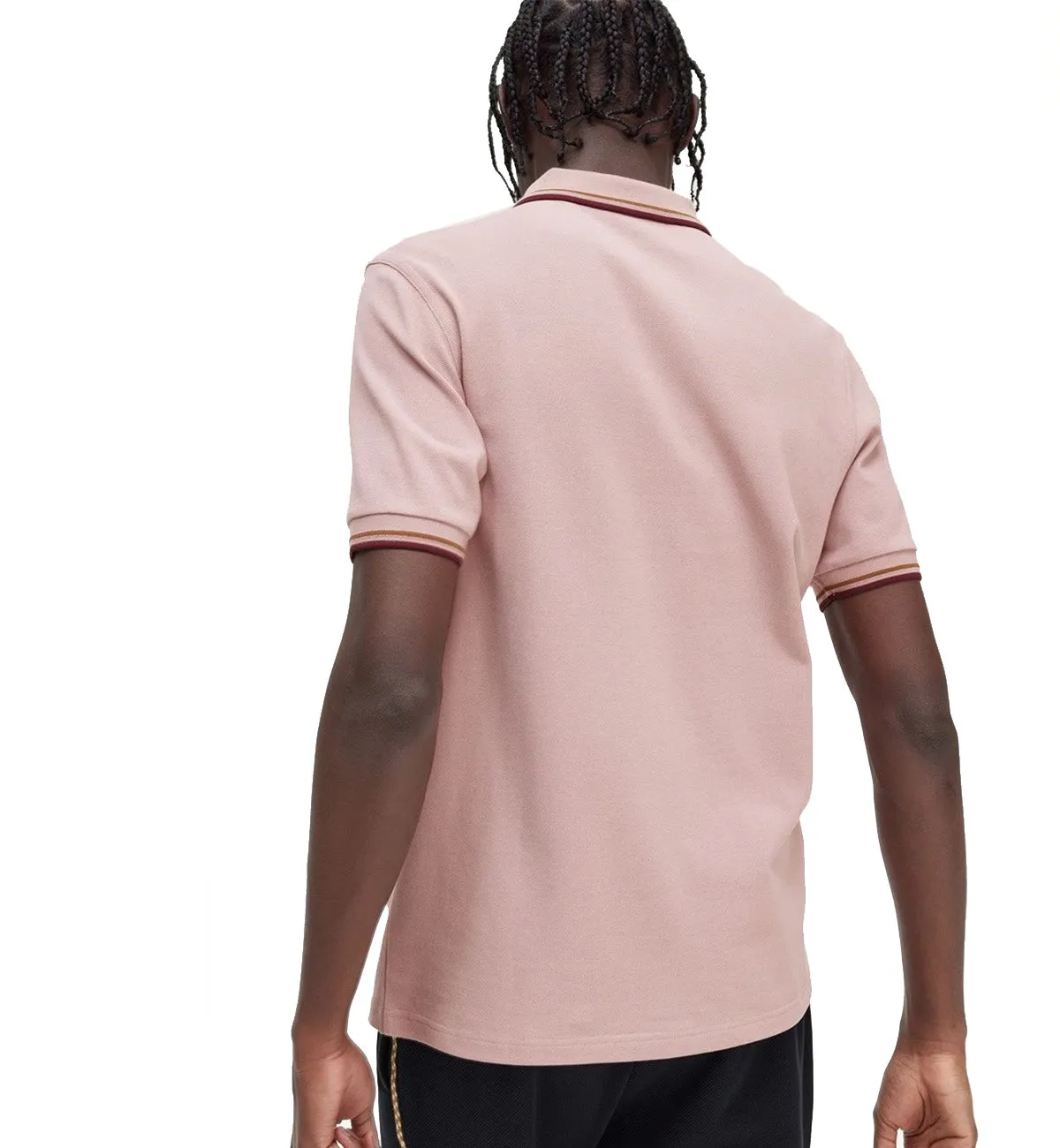 Fred Perry Maroon Beige Stripe Pink Polo Shirt
