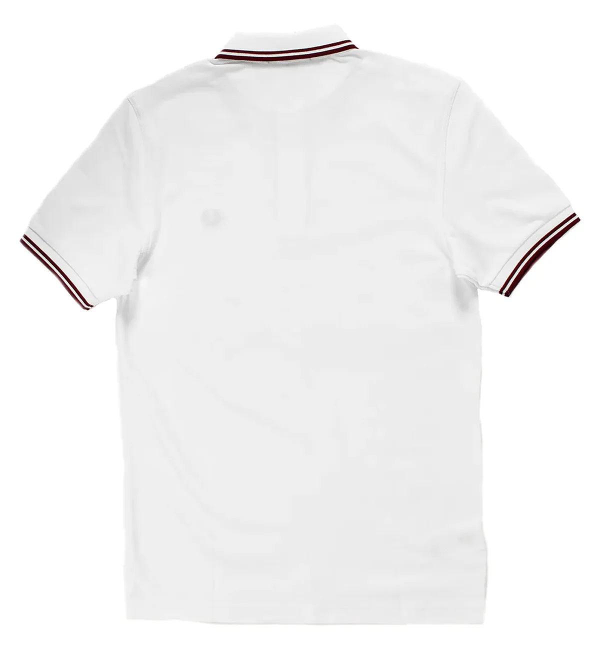 Fred Perry Maroon Double Stripe White Polo Shirt