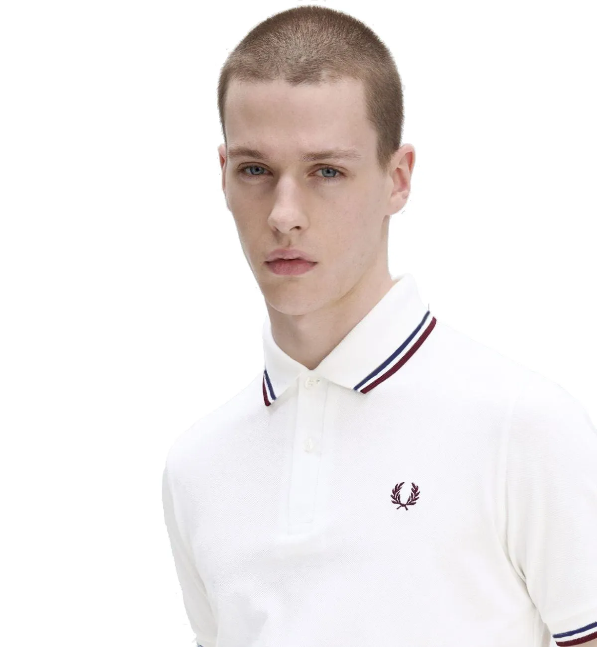 Fred Perry Maroon Navy Stripe White Polo Shirt