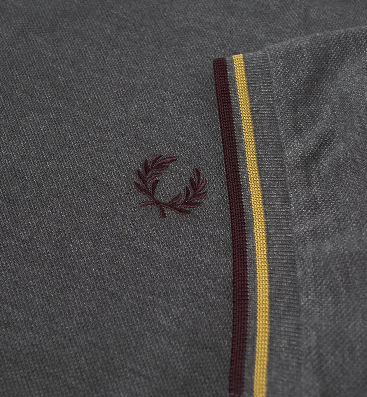 Fred Perry Plum Yellow Stripe Dark Grey Polo Shirt