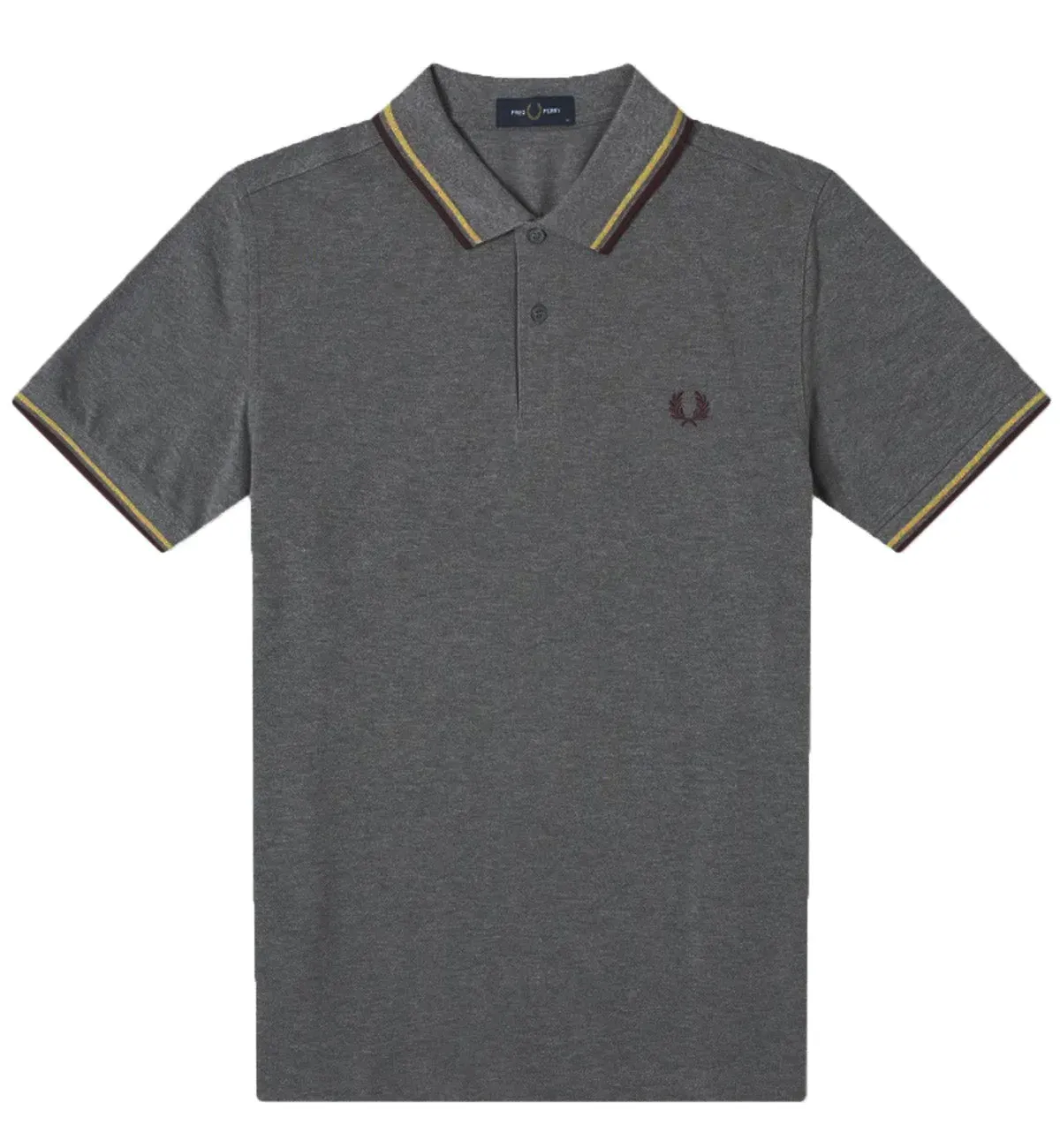 Fred Perry Plum Yellow Stripe Dark Grey Polo Shirt
