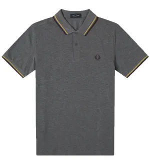 Fred Perry Plum Yellow Stripe Dark Grey Polo Shirt