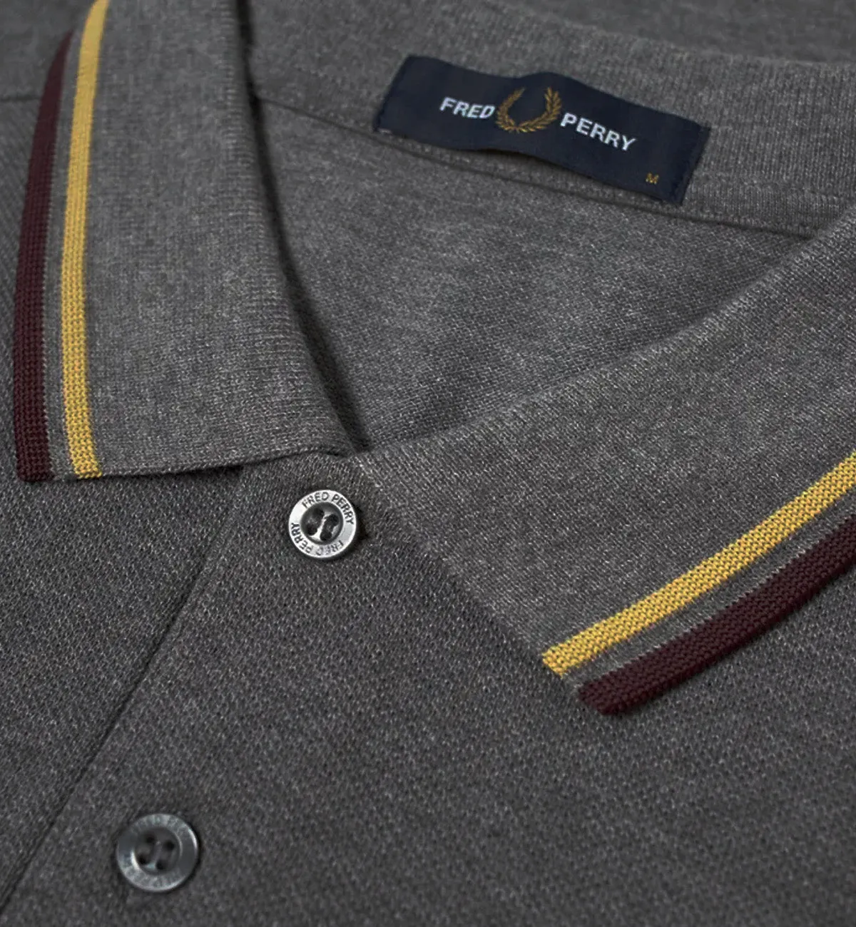 Fred Perry Plum Yellow Stripe Dark Grey Polo Shirt