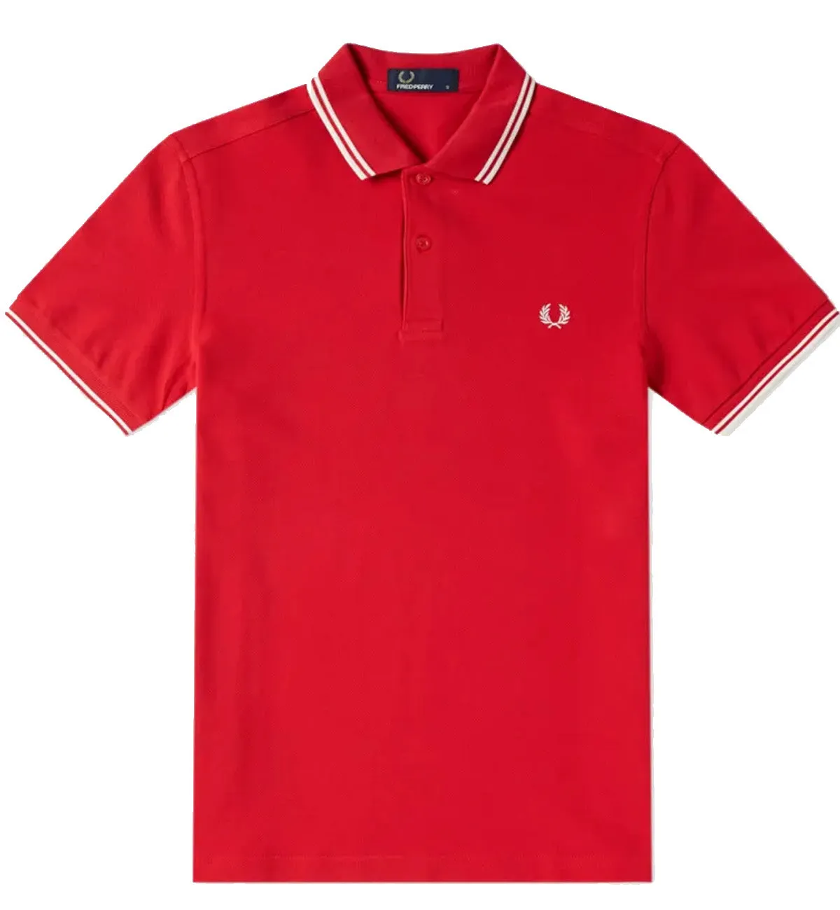 Fred Perry White Double Stripe Bright Red Polo Shirt